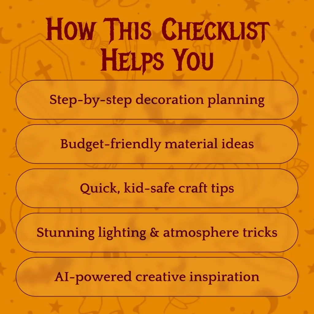 Spooktacular DIY Halloween Decorations Checklist | Printable Digital Download for Haunted Home & Party Decor Ideas
