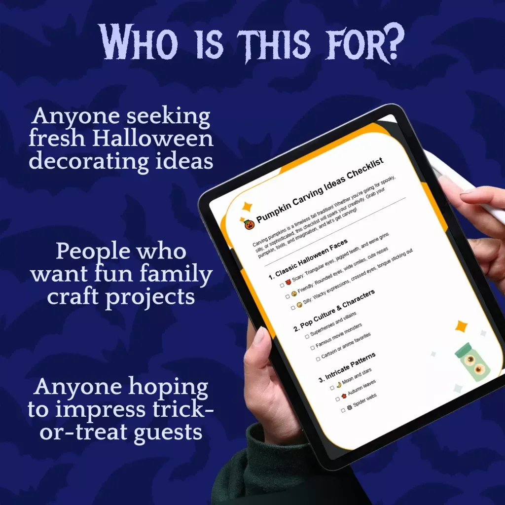 Pumpkin Carving Ideas Checklist – Fun Halloween Pumpkin Carving Ideas, Patterns & Techniques for Families and Creators