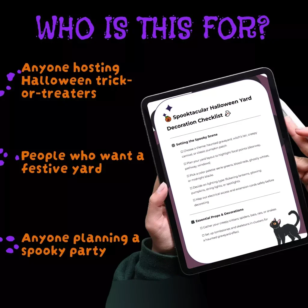 Spooktacular Halloween Yard Decoration Checklist | Ultimate Digital Download Guide for Halloween Yard Decorations, Lighting, Props, and Safe Setup