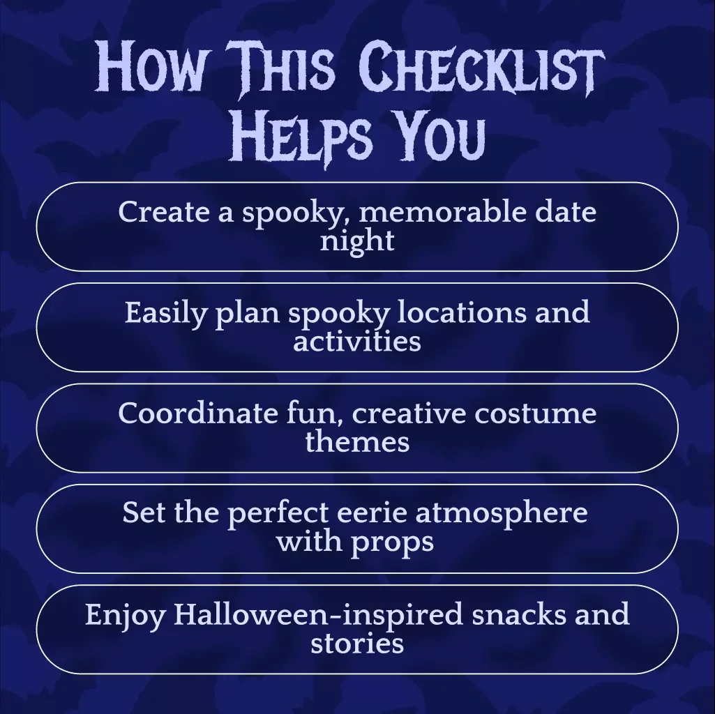 Spooky Date Night Checklist - The Ultimate Halloween Date Planner for Couples - Digital Download Guide