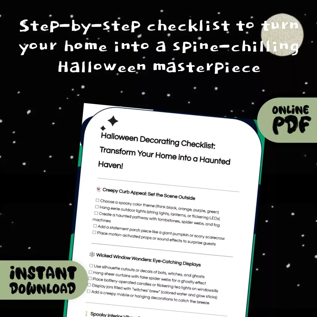 Halloween Decorating Checklist: Transform Your Home into a Haunted Haven | Printable Halloween Decorating Tips Guide, DIY Spooky Décor Planner, Instant Digital Download