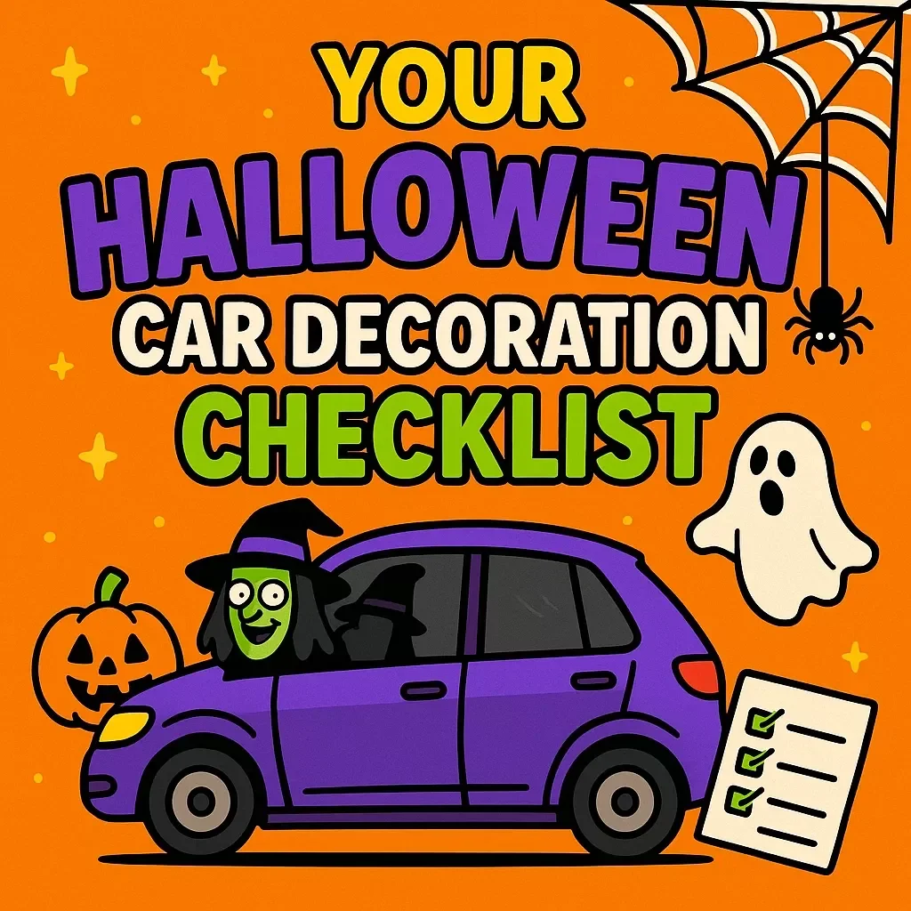 Your Halloween Car Decoration Checklist | Printable Digital Download for Spooky, Funny & Creepy Halloween Car Decorations