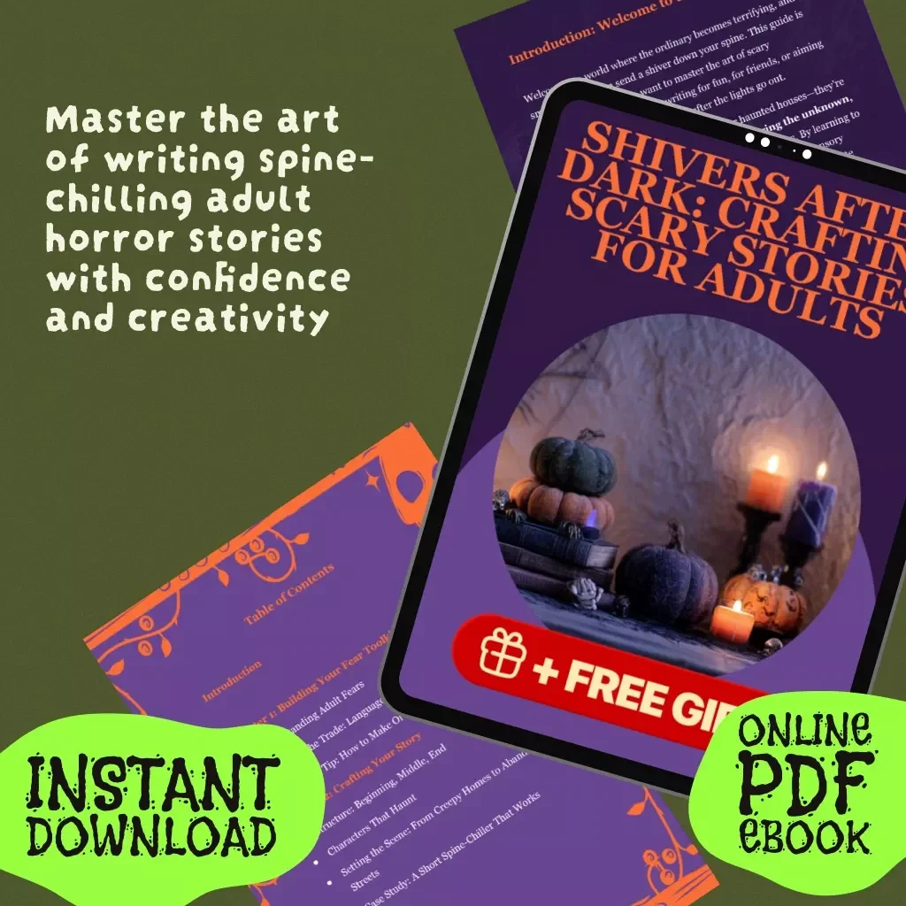 Shivers After Dark: Crafting Scary Stories for Adults | Horror Writing eBook Guide for Beginners & Experienced Writers | Digital Download