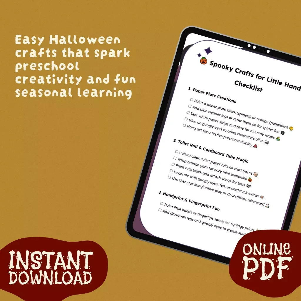 Spooky Crafts for Little Hands Checklist | Halloween Craft Ideas for Preschoolers | Fun & Easy DIY Activities Printable