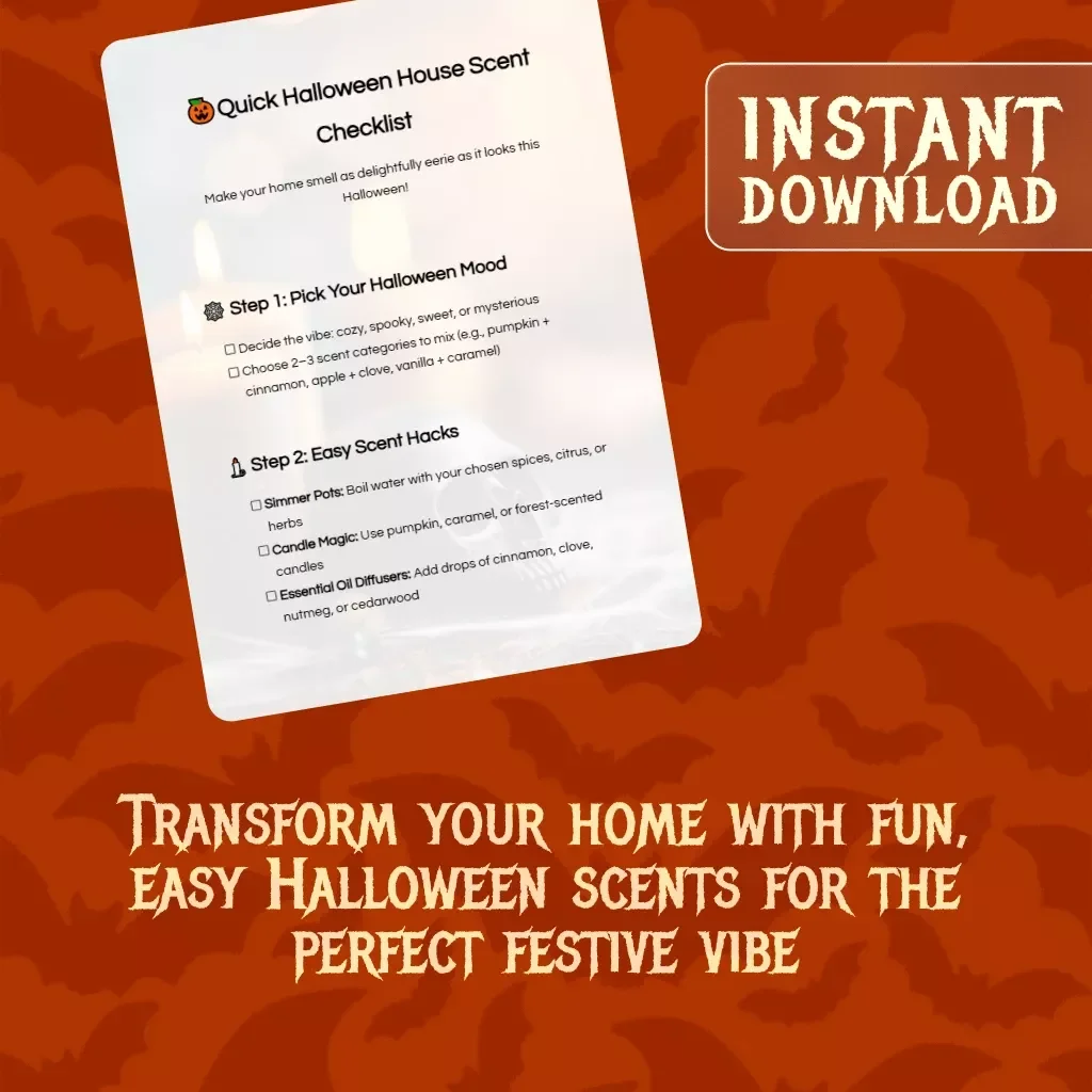 Quick Halloween House Scent Checklist | Instant Digital Download | Quick Halloween House Scent Ideas for Cozy, Spooky & Sweet Vibes
