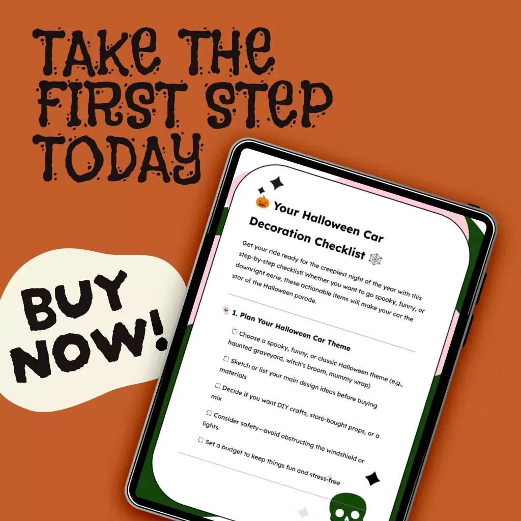 Your Halloween Car Decoration Checklist | Printable Digital Download for Spooky, Funny & Creepy Halloween Car Decorations