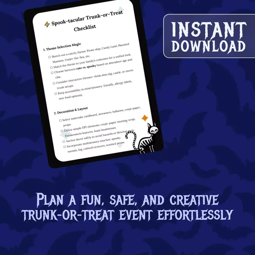 Spook‑tacular Trunk‑or‑Treat Checklist | Halloween Trunk or Treat Ideas Digital Download for Creative Party Planning