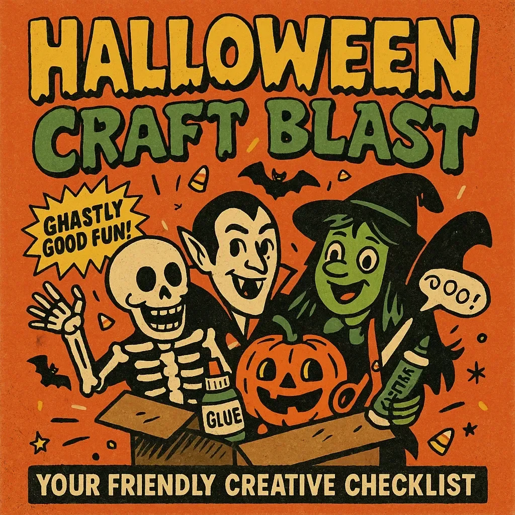 Halloween Craft Blast: Your Friendly Creative Checklist | Digital Download for Kids & Adults | Halloween Craft Ideas, DIY Décor, Party Projects & More