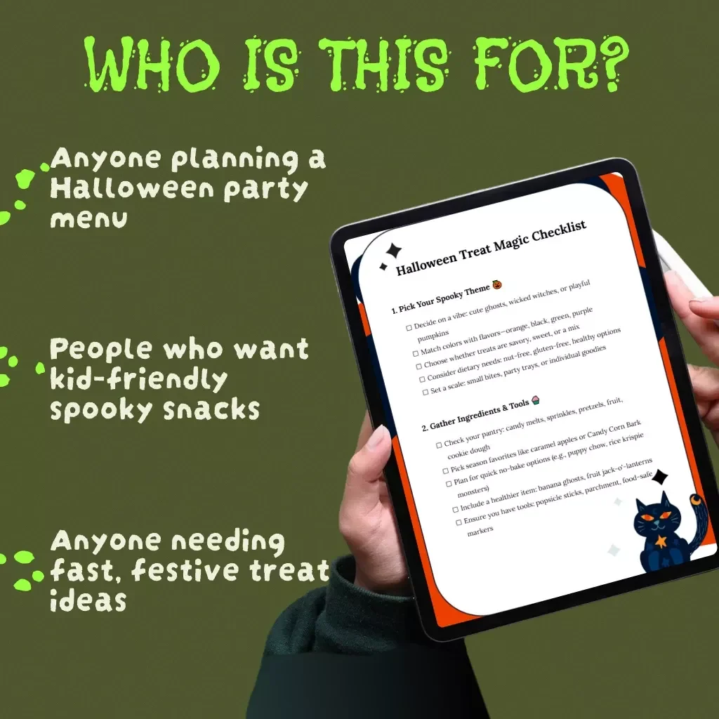 Halloween Treat Magic Checklist | Fun Halloween Treat Ideas | Printable Digital Download for Party Snacks, Classroom Treats & DIY Spooky Recipes