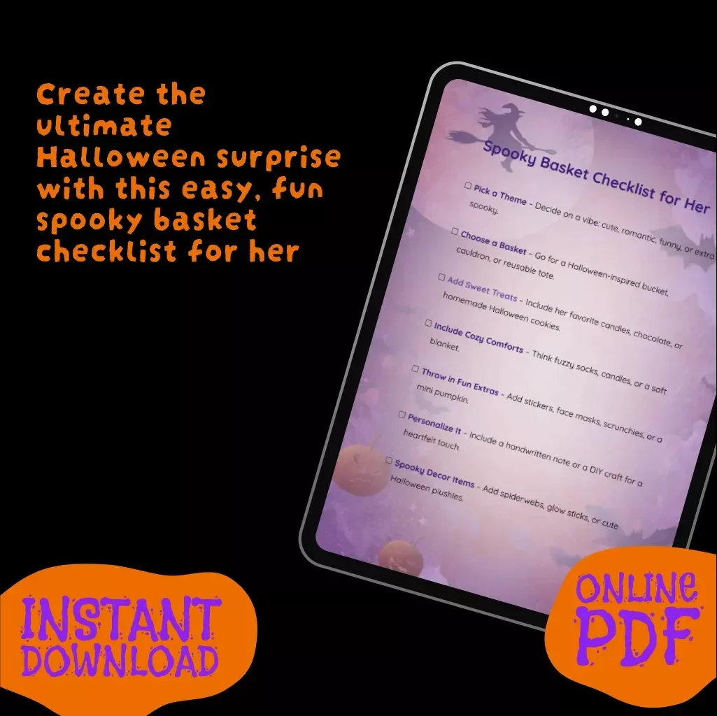 Spooky Basket Checklist for Her | Halloween Gift Ideas | Digital Download eBook & Guide