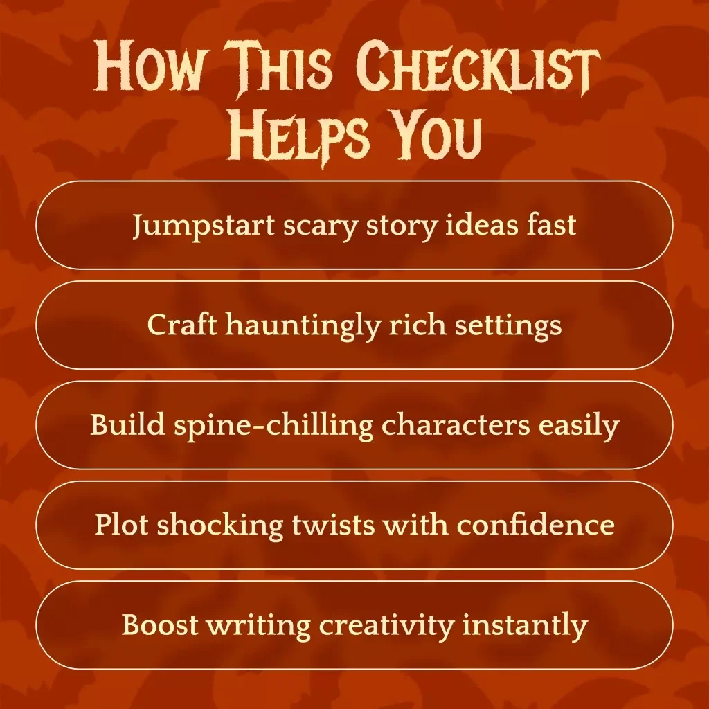 Spooktacular Story Starter Checklist: 10 Terrifyingly Good Ideas | Scary Story Ideas Writing Prompt Digital Download for Horror Writers