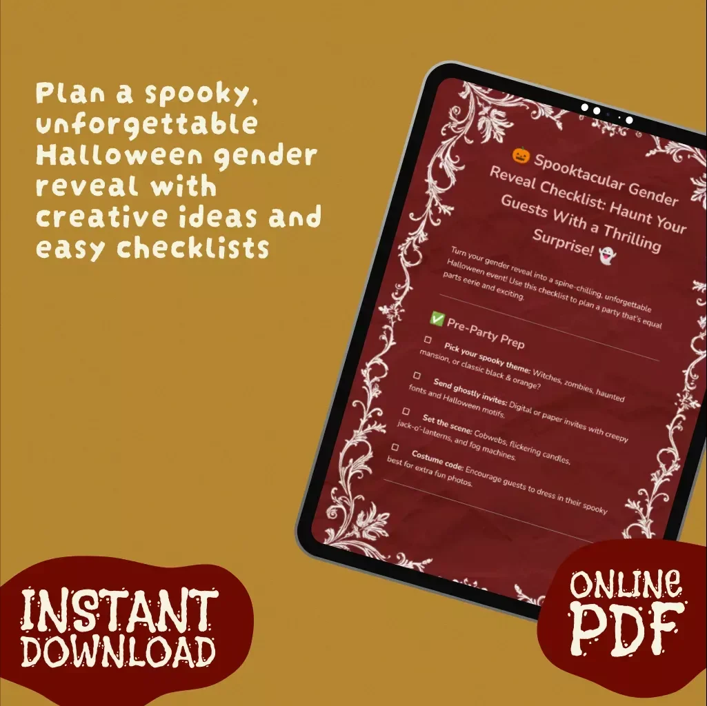 Spooktacular Gender Reveal Checklist: Haunt Your Guests With a Thrilling Surprise! | Halloween Party Planning Guide | Digital Download eBook & Printable Checklist for Baby Shower Reveal