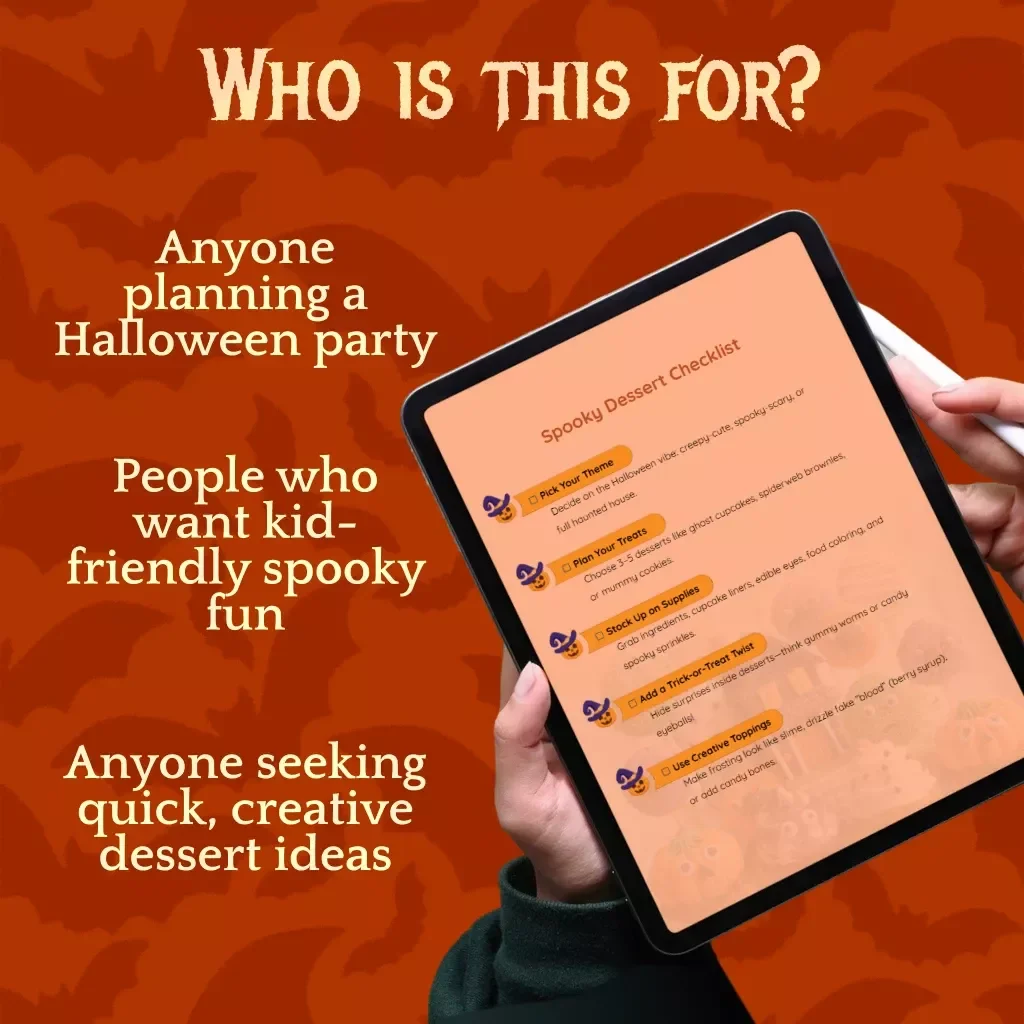 Spooky Dessert Checklist | Digital Halloween Treats Guide | Fun & Easy Spooky Dessert Ideas for Parties, Kids, and DIY Halloween Baking