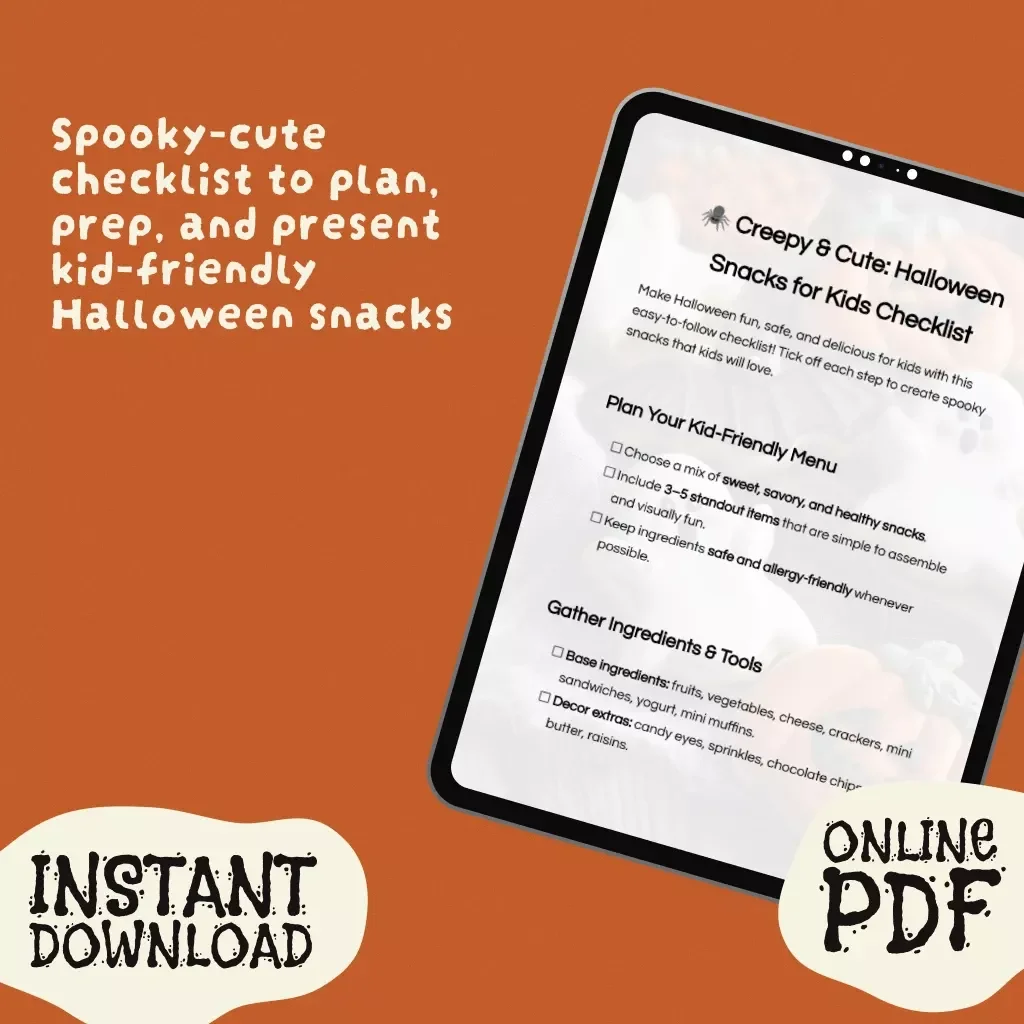 Creepy & Cute: Halloween Snacks for Kids Checklist | Easy Halloween Snacks for Adults & Kids | Printable Digital Download