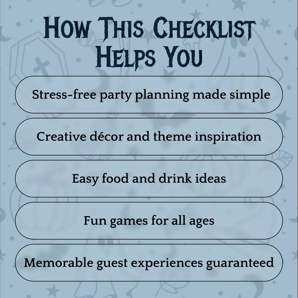 Halloween Party Host Prep Checklist | Printable Digital Download for Halloween Party Planning, Decorations, Food, Costumes & Games