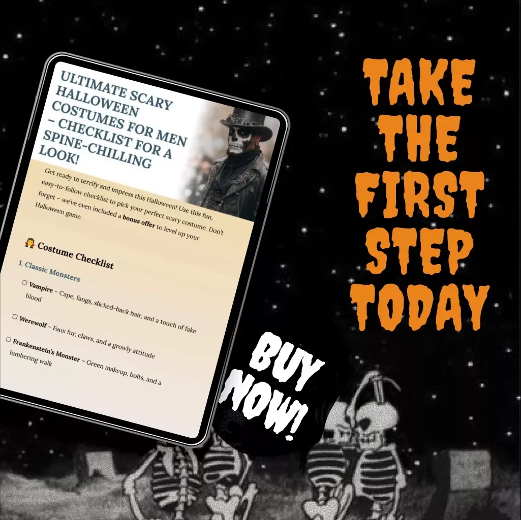 Ultimate Scary Halloween Costumes for Men – Checklist for a Spine-Chilling Look! | Digital Download eBook, Halloween Guide, Printable Costume Ideas