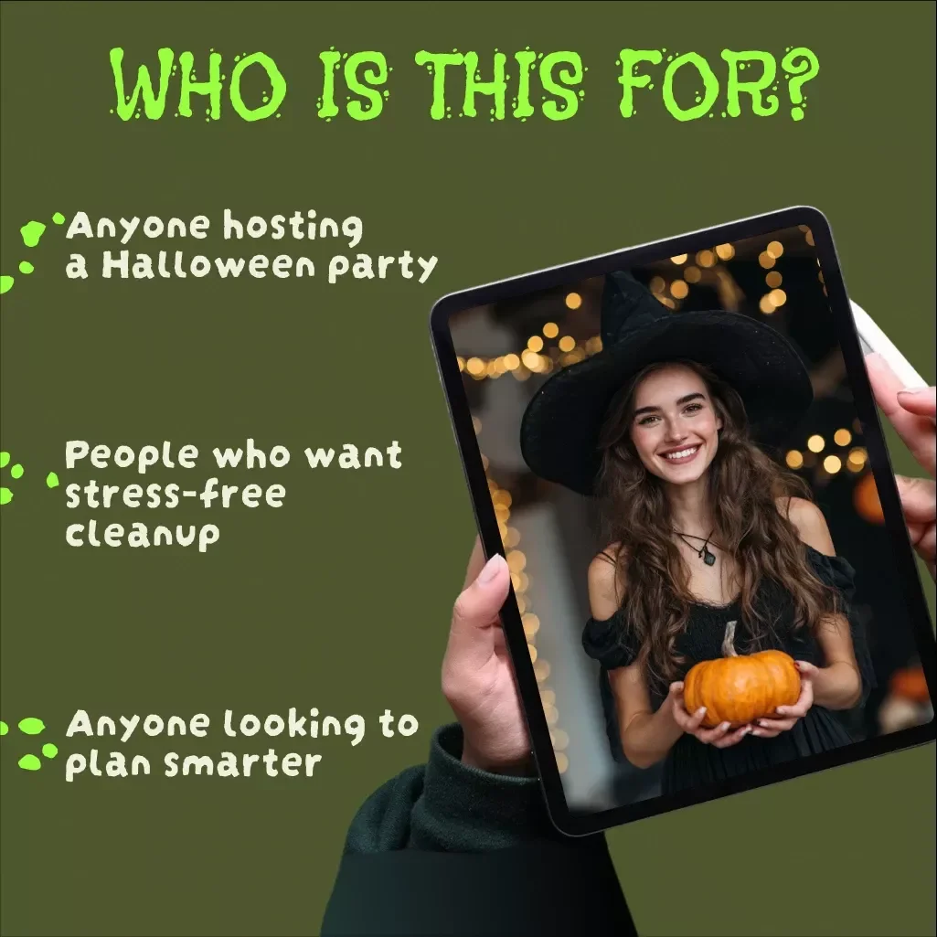 Spooky to Sparkling: The Ultimate Halloween Party Cleanup Guide | Digital Download Halloween Party Cleanup Schedule, eBook & Checklist