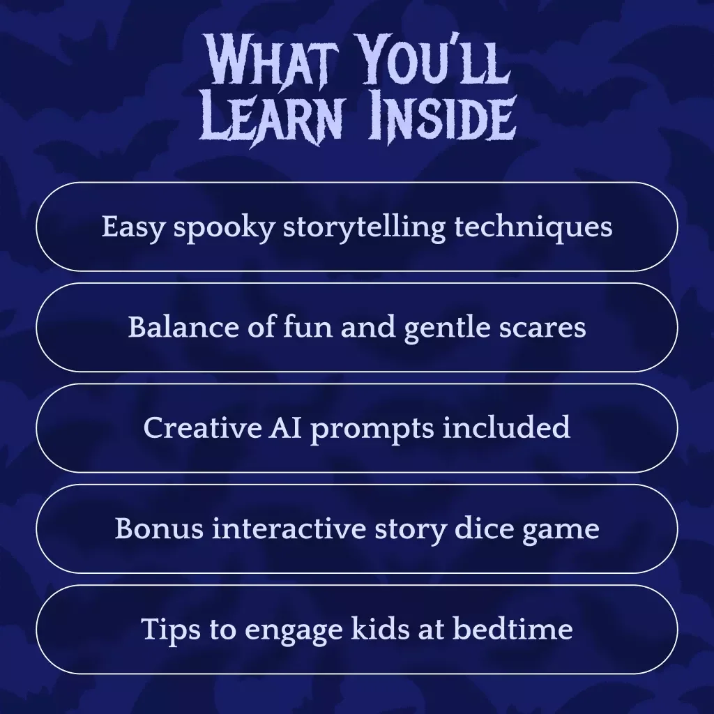 Spooky Tales for Sleepy Kids | Digital Guide of Spooky Bedtime Stories for Kids, Fun AI Prompts & Creative Extras