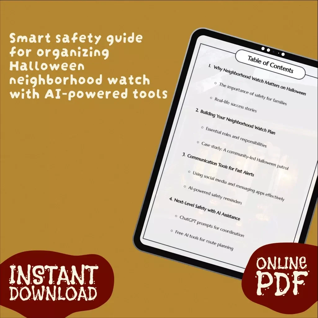Halloween Neighborhood Watch Tips | Safety Guide for Families, Communities & Patrol Planning | Digital Download eBook