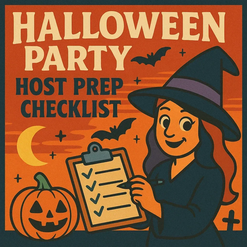 Halloween Party Host Prep Checklist | Printable Digital Download for Halloween Party Planning, Decorations, Food, Costumes & Games