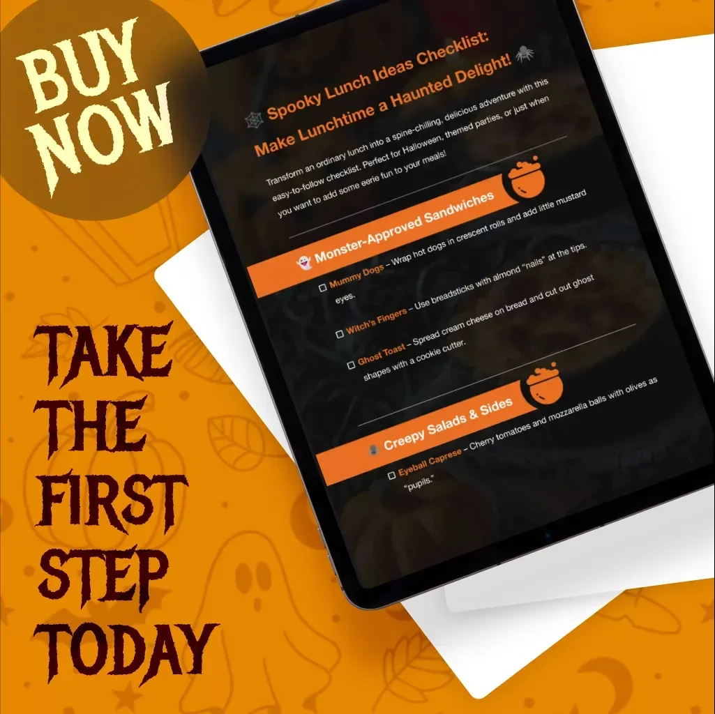 Spooky Lunch Ideas Checklist: Make Lunchtime a Haunted Delight! | Halloween Food Ideas | Digital Download eBook & Party Guide