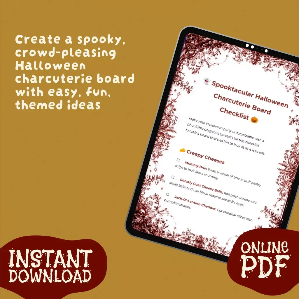 Spooktacular Halloween Charcuterie Board Checklist | Digital Download Guide, eBook & Printable Party Planner