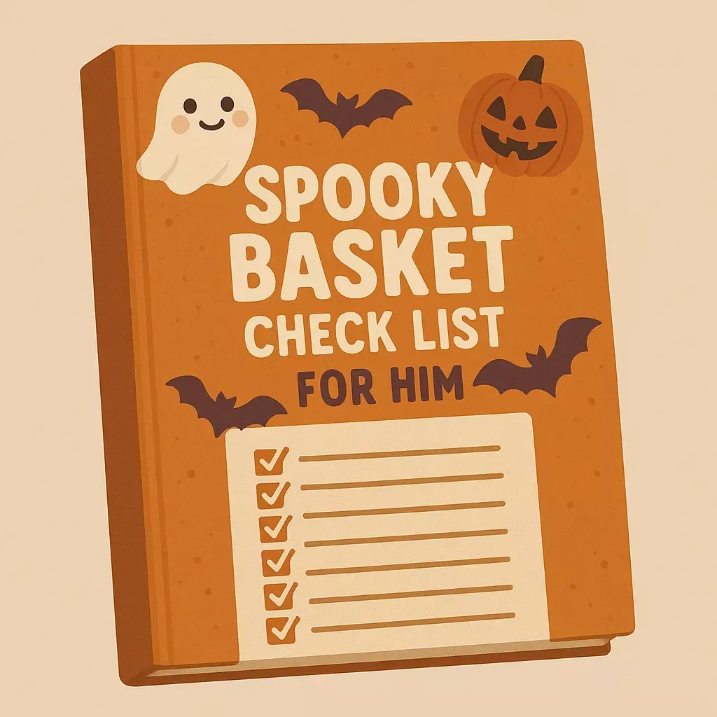 Spooky Basket Checklist for Him | Halloween Gift Ideas | Digital Download Guide, eBook & Printable Checklist for Boyfriend, Husband or Partner