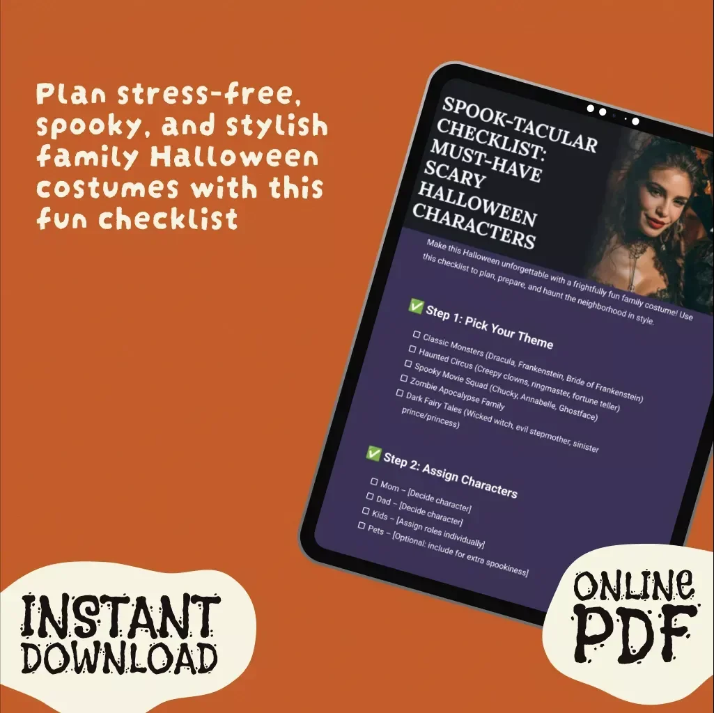 Spook-tacular Checklist: Scary Family Halloween Costumes! | Digital Download Halloween Guide, eBook & Printable Planning List for Families