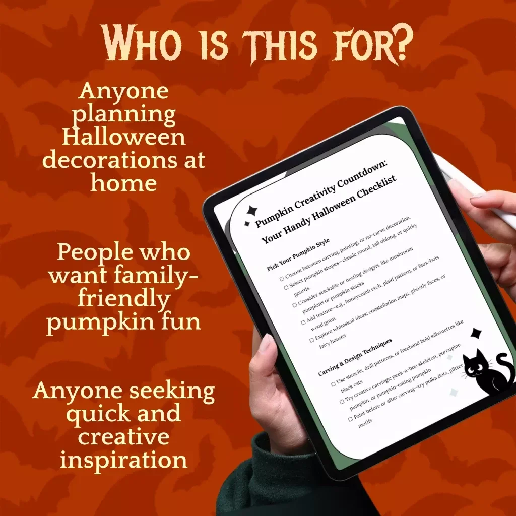 Pumpkin Creativity Countdown: Your Handy Halloween Checklist | Halloween Pumpkin Ideas Guide | Digital Download Carving & Painting Inspiration