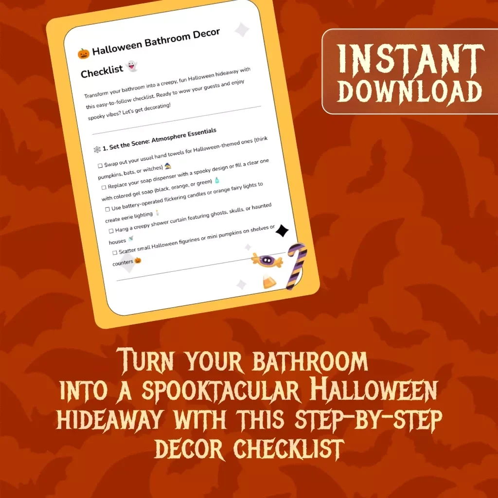 Halloween Bathroom Decor Checklist | Spooky Bathroom Makeover Guide | Printable Halloween Bathroom Decor Planner