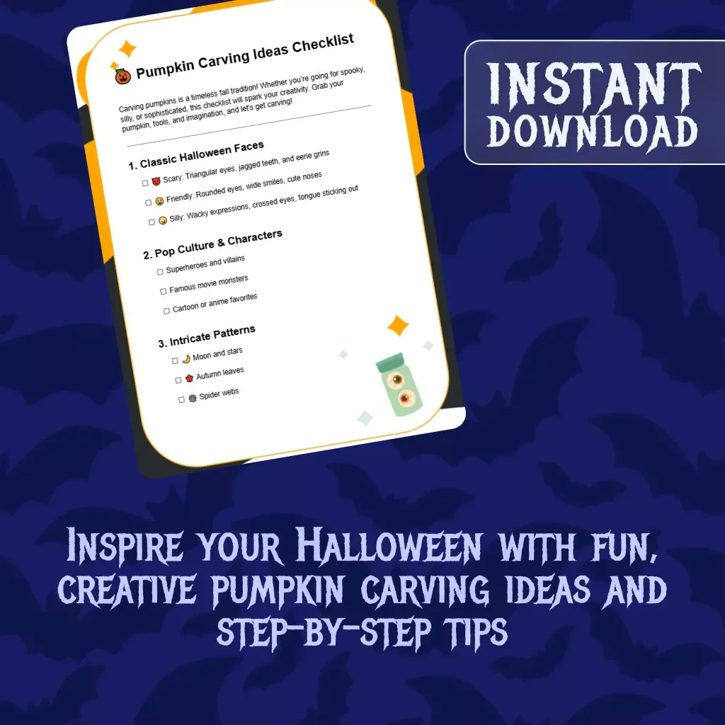 Pumpkin Carving Ideas Checklist – Fun Halloween Pumpkin Carving Ideas, Patterns & Techniques for Families and Creators