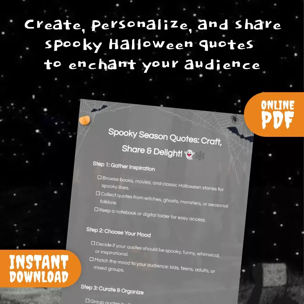 Spooky Season Quotes: Craft, Share & Delight | Halloween Quote Checklist for DIY Crafts, Social Media & Decor