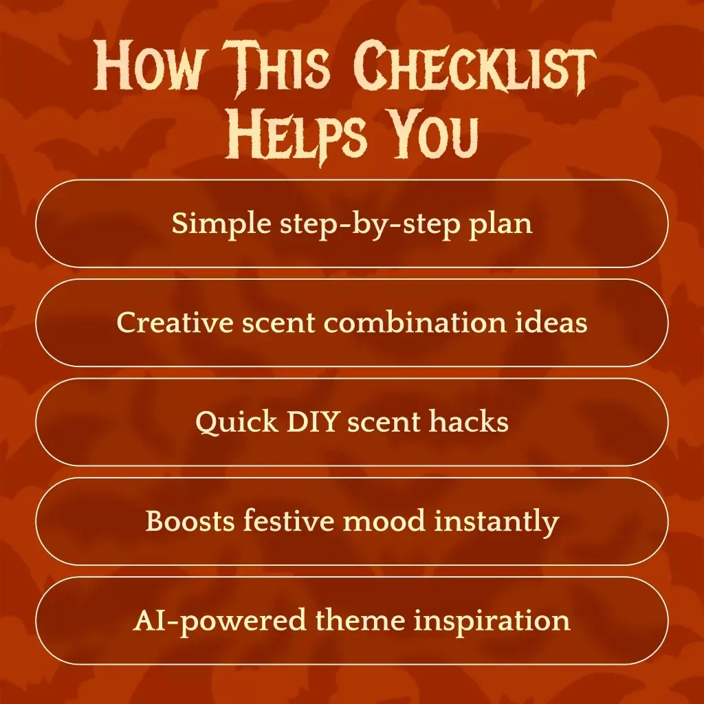 Quick Halloween House Scent Checklist | Instant Digital Download | Quick Halloween House Scent Ideas for Cozy, Spooky & Sweet Vibes