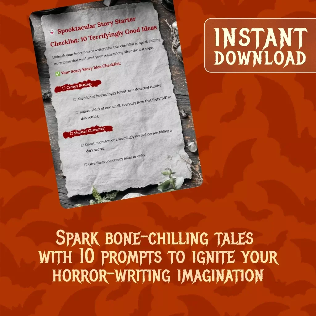 Spooktacular Story Starter Checklist: 10 Terrifyingly Good Ideas | Scary Story Ideas Writing Prompt Digital Download for Horror Writers