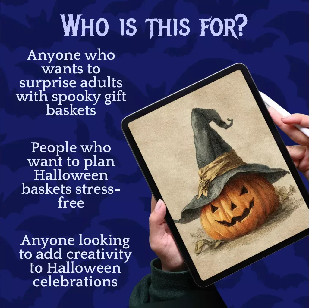 Spooktacular Halloween Basket Checklist for Adults | Digital Download Guide, eBook & Printable for Halloween Gift Ideas, Candy, Decor, Self-Care & Party Fun