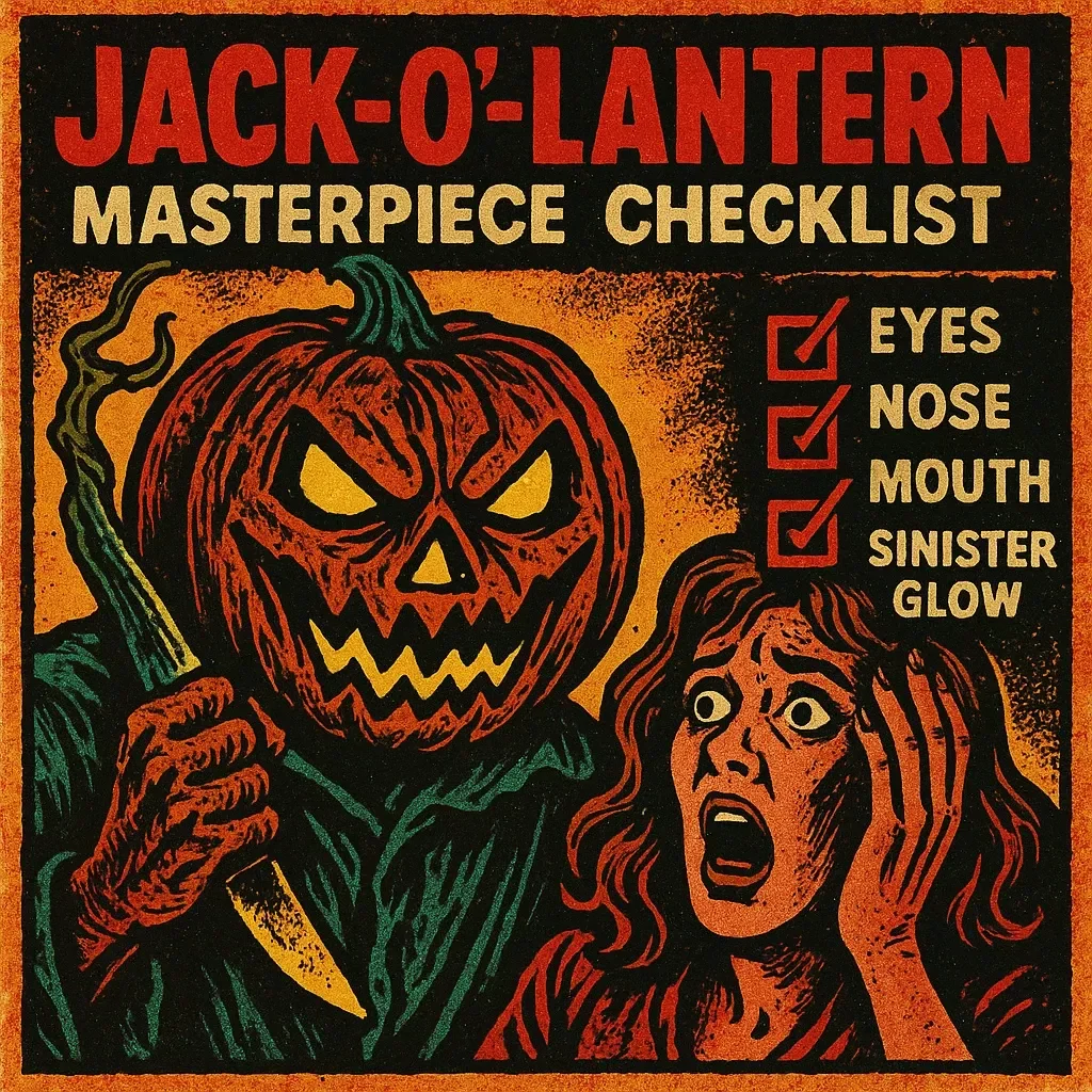 Jack-O’-Lantern Masterpiece Checklist | Cool Halloween Pumpkin Carving Ideas | Printable Digital Download Halloween Guide