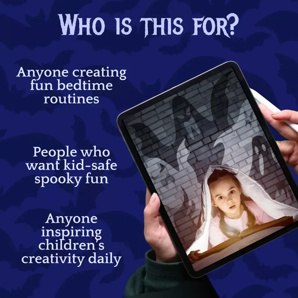 Spooky Tales for Sleepy Kids | Digital Guide of Spooky Bedtime Stories for Kids, Fun AI Prompts & Creative Extras