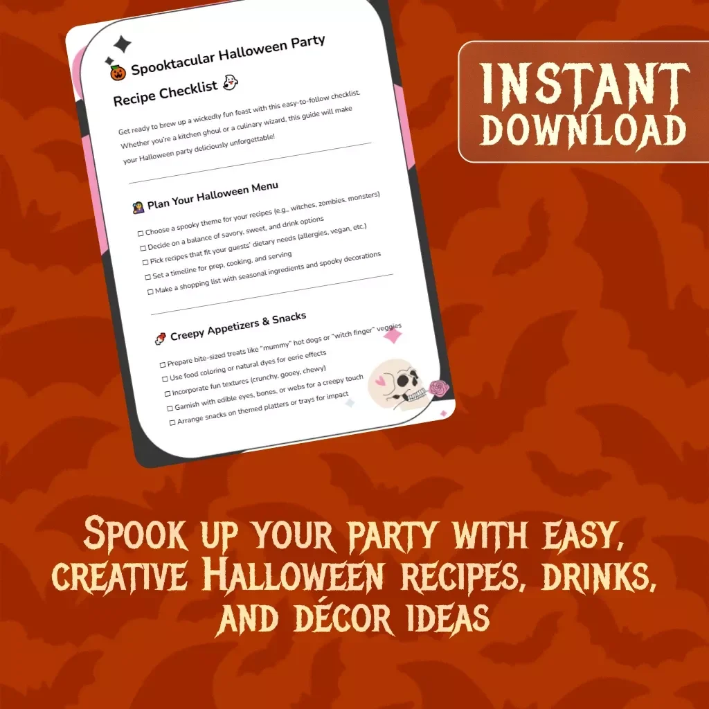 Spooktacular Halloween Party Recipe Checklist | Printable Halloween Recipes for Parties Planner | Digital Download