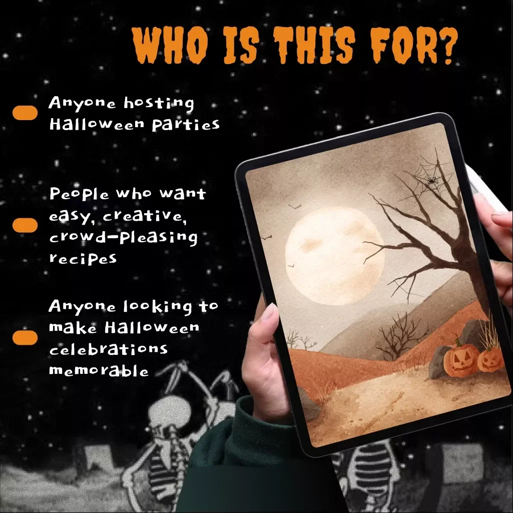 Creepy Bites & Chilling Treats eBook – Halloween Recipes, Spooky Desserts, Creepy Appetizers & Party Planning Guide for Kids and Adults