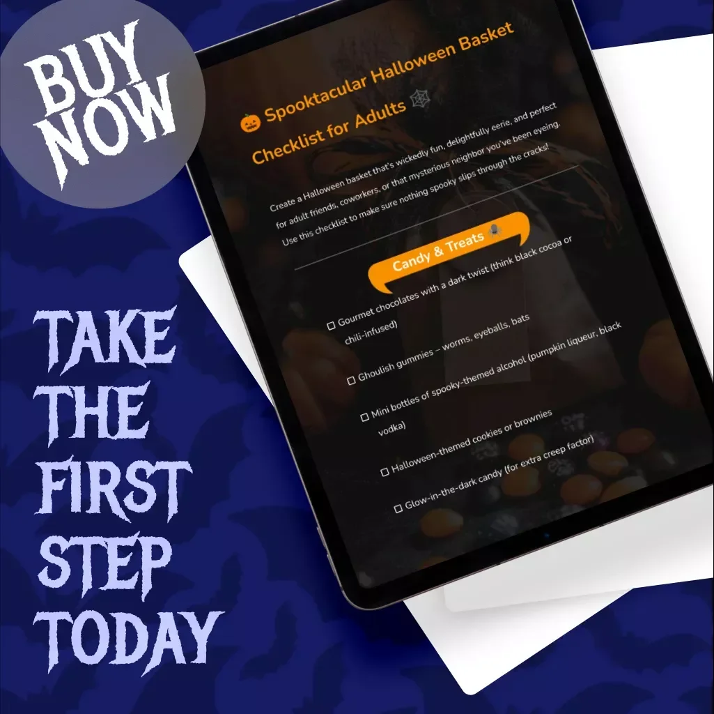 Spooktacular Halloween Basket Checklist for Adults | Digital Download Guide, eBook & Printable for Halloween Gift Ideas, Candy, Decor, Self-Care & Party Fun