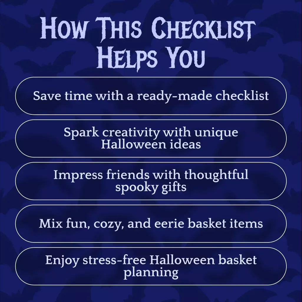 Spooktacular Halloween Basket Checklist for Adults | Digital Download Guide, eBook & Printable for Halloween Gift Ideas, Candy, Decor, Self-Care & Party Fun
