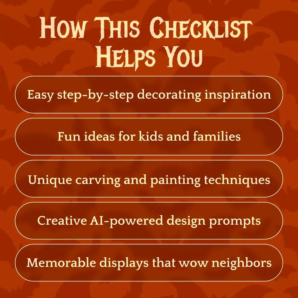 Pumpkin Creativity Countdown: Your Handy Halloween Checklist | Halloween Pumpkin Ideas Guide | Digital Download Carving & Painting Inspiration