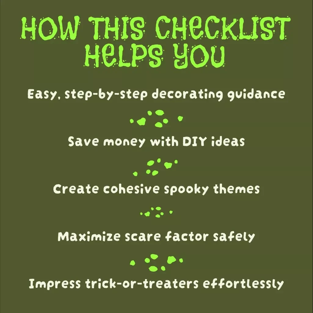 Halloween Outdoor Scary Decorations Checklist | Printable Digital Download Guide, Spooky Yard Decor Ideas, Haunted House Planning eBook