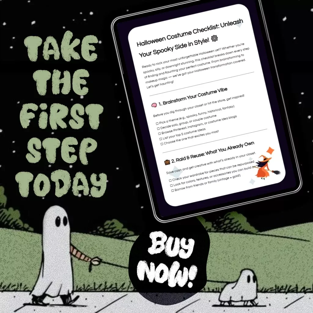Halloween Costume Checklist: Unleash Your Spooky Side in Style | Digital Download eBook & Halloween Costume Ideas Guide