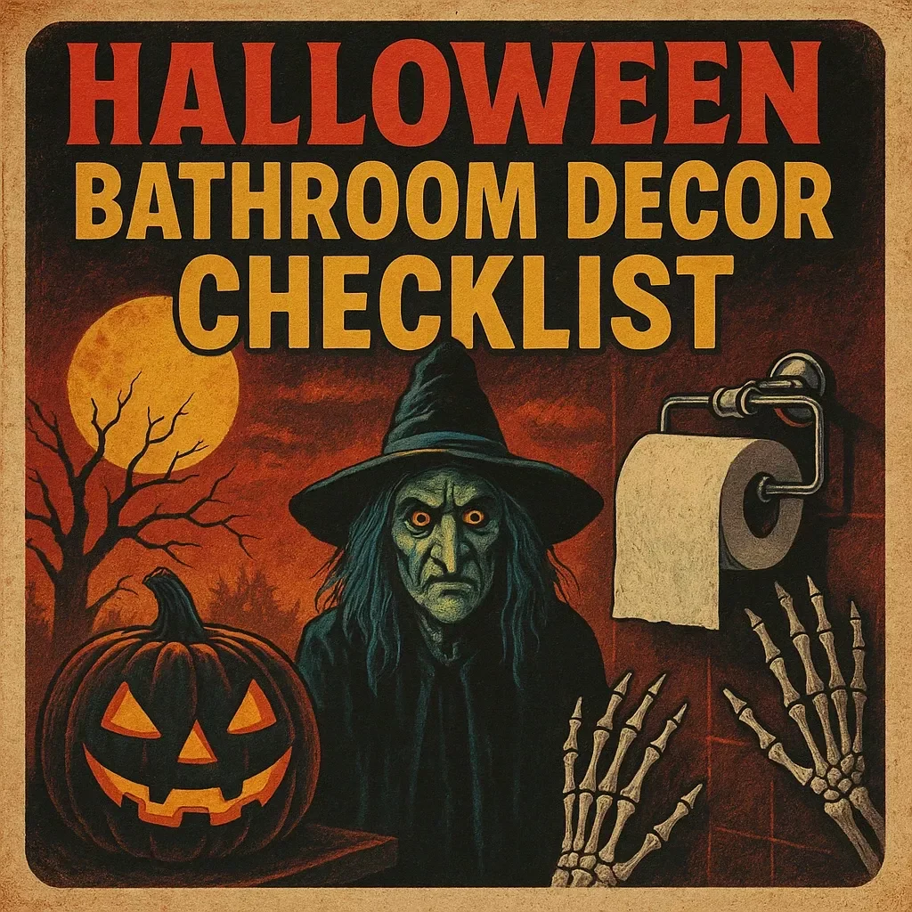 Halloween Bathroom Decor Checklist | Spooky Bathroom Makeover Guide | Printable Halloween Bathroom Decor Planner
