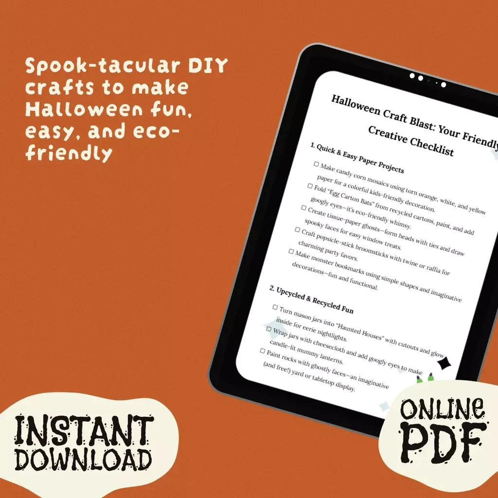 Halloween Craft Blast: Your Friendly Creative Checklist | Digital Download for Kids & Adults | Halloween Craft Ideas, DIY Décor, Party Projects & More