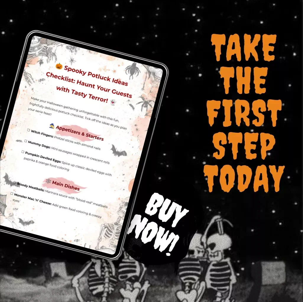 Spooky Potluck Ideas Checklist: Haunt Your Guests with Tasty Terror! | Halloween Party Food Ideas, Digital Download, eBook, Guide & Printable Checklist