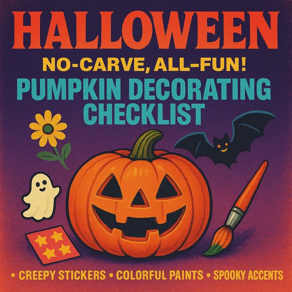 No-Carve, All-Fun! Pumpkin Decorating Checklist | Creative Pumpkin Decorating Ideas Without Carving | DIY Fall & Halloween Digital Download