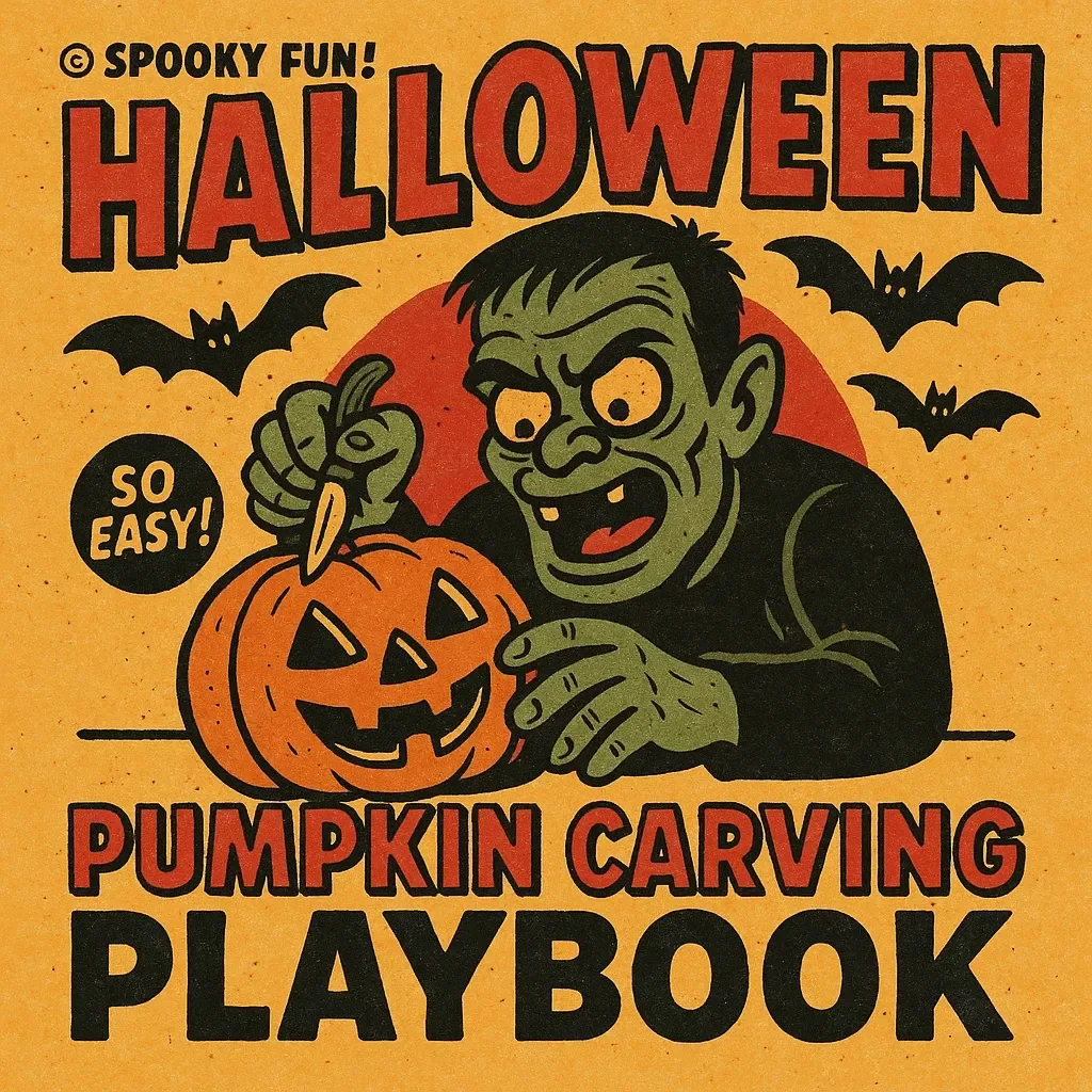 Pumpkin Carving Playbook Checklist | Easy Halloween Pumpkin Carving Ideas | Family-Friendly Digital Download