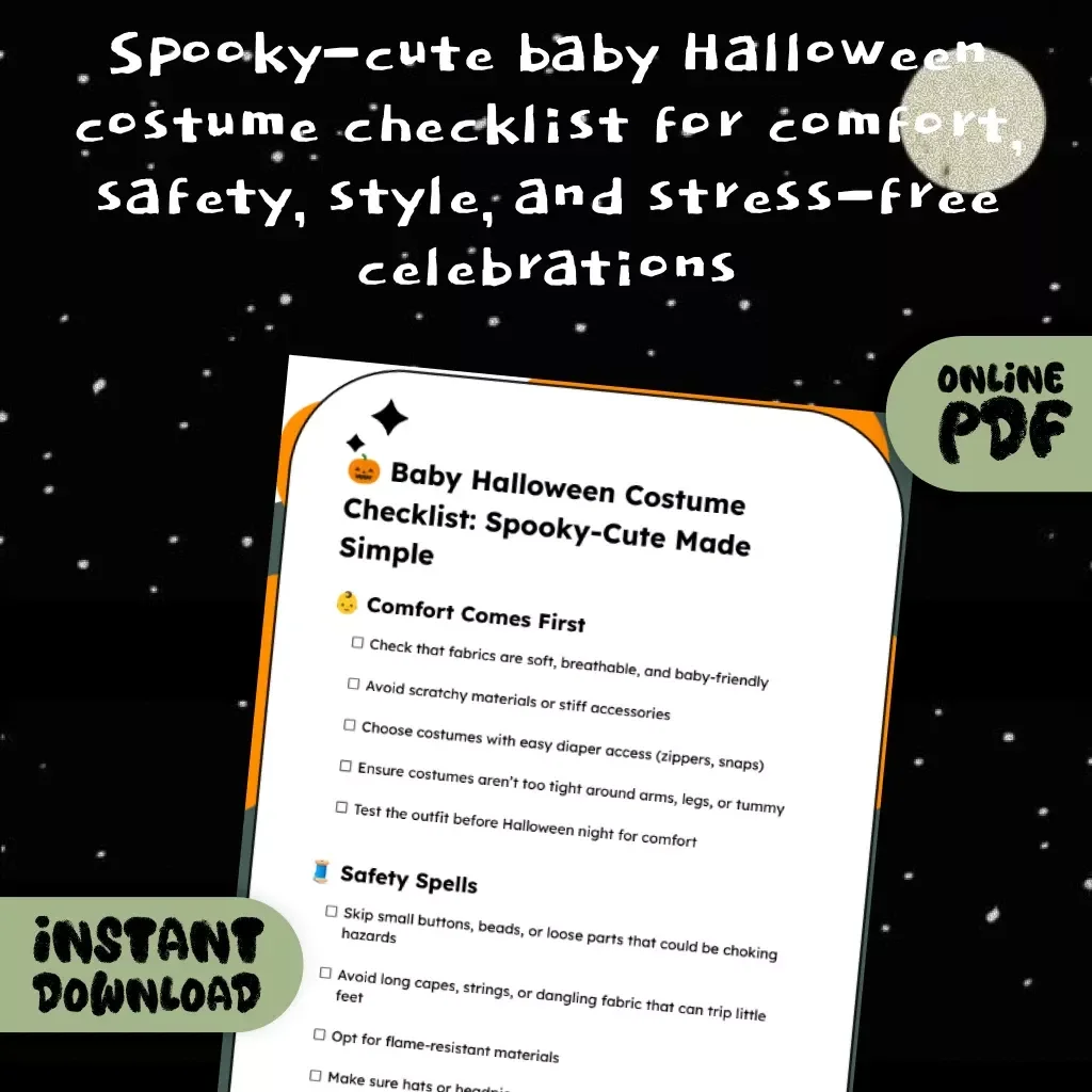 Baby Halloween Costume Checklist: Spooky-Cute Made Simple | Digital Download | Baby Halloween Costume Guide & Safety Tips for Parents